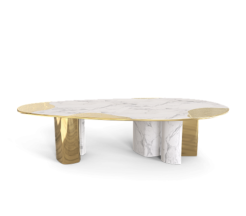 Athena Carrara Marble & Gold Dining Table