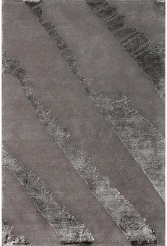 Grey Wool / Viscose Hand-Knotted Abstract Rug