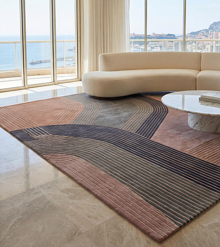 Vertical Currents Dark Handcrafted Rug