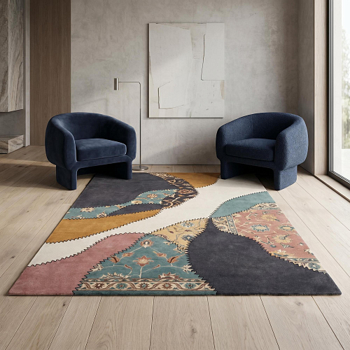 Pastel Collage Multi Handcrafted Rug