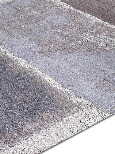 Grey Light Blue Luxury Handmade Rug