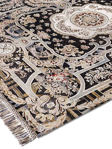 Aubusson Black Luxury Handmade Rug