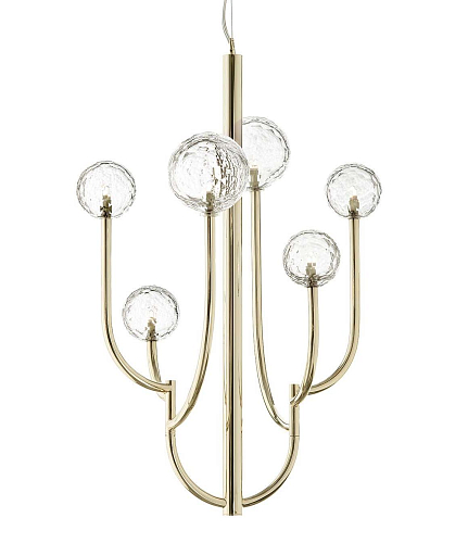 Cactus Gold Chandelier with Crystal Spheres