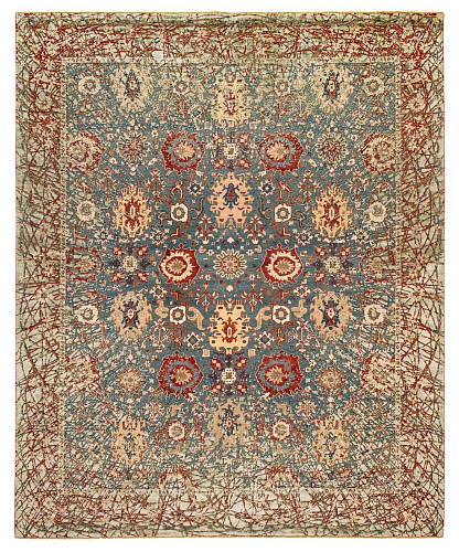 Faded effect Hand Knotted Vintage Style Rug