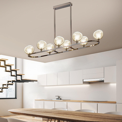 Rectangular Hand-Cut Crystal Sphere Chandelier