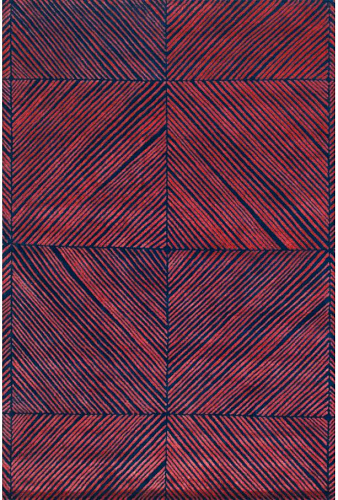Geometric Wool / Viscose Hand-Knotted Red & Purple Rug
