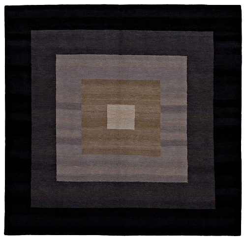 Hand-Woven Border Black Rug
