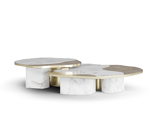 Athena Gold Marble & Gold Table Set