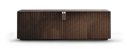 Grand Four-Door Buffet with Fine Wood, Leather and Chrome