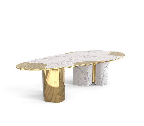 Athena Carrara Marble & Gold Dining Table