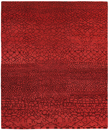 Hand-Knotted Wool Red Rug