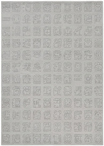 Symbol Grid Grey Handcrafted Rug