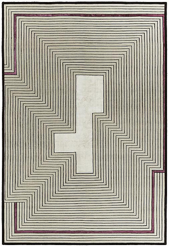 Hand-Knotted Beige Border Wool / Viscose Rug