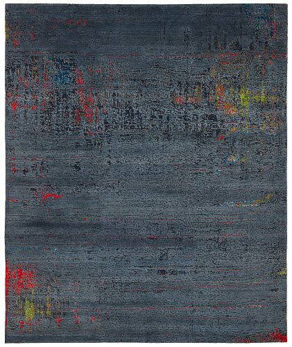 Hand-Knotted Artwork Black Multi Rug
