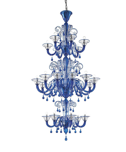 Classical Chandelier in Pale Blue Murano Glass