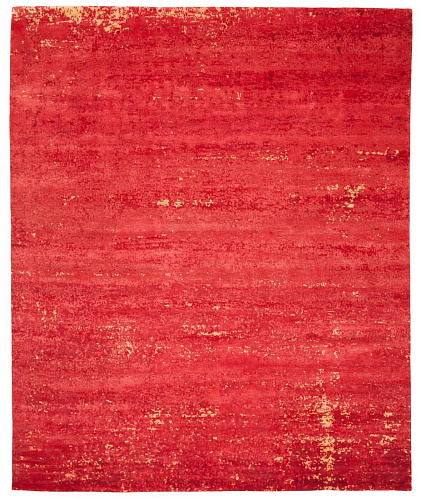 Hand-Knotted Artwork Red Rug