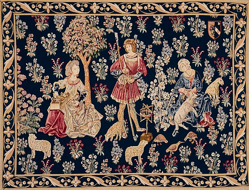 Wool Artwork with Border Tapestry