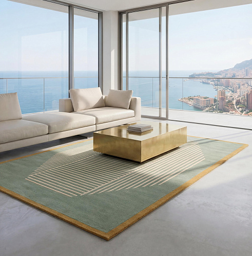 Octagon Lines Sage Artisan Rug