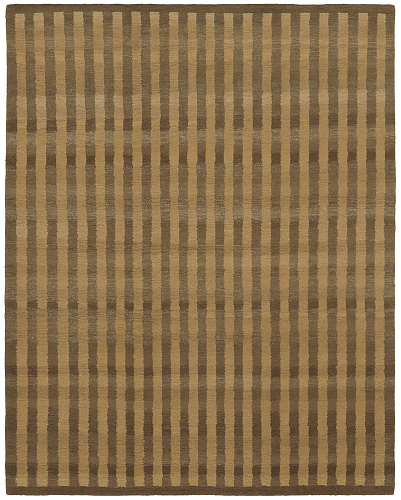 Hand-Knotted Wool Brown Stripes Rug