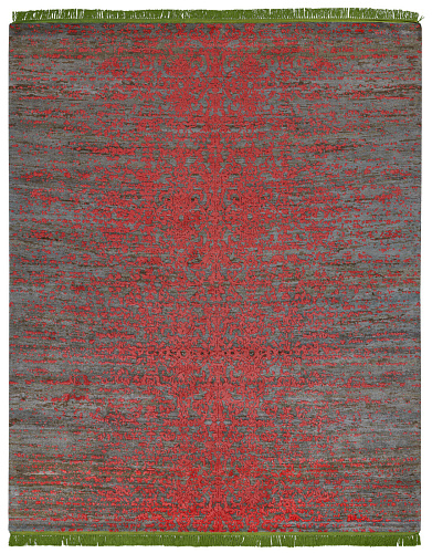 Hand-Knotted Vintage Style Red / Green Rug