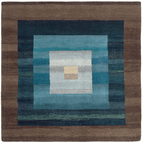 Hand-Woven Border Blue Rug