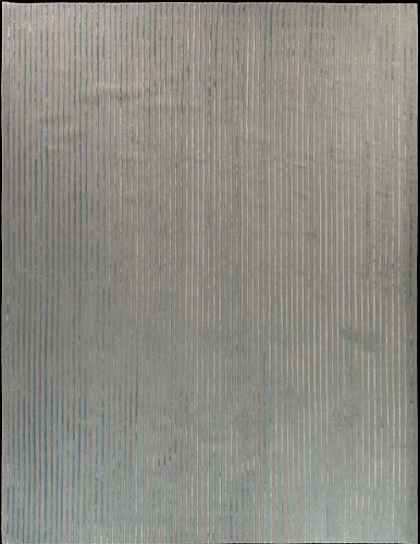 Noona Powder Blue Grey Striped Handknotted Rug