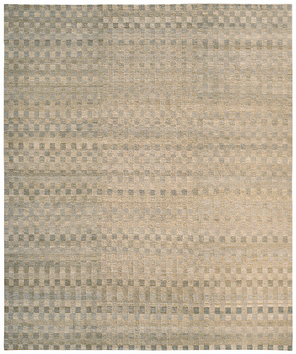 Hand-Knotted Checkered Grey Rug