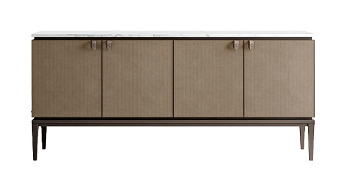 Sideboard With Marble Top And Leather Doors