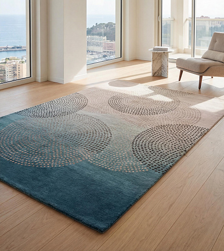 Misty Circles Handcrafted Rug