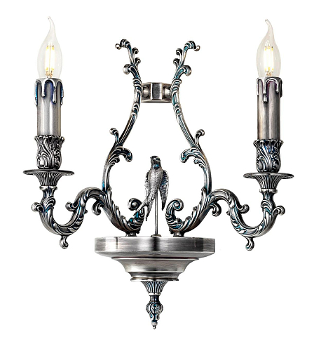 Bird Blue Silver 2-Light Wall Sconce