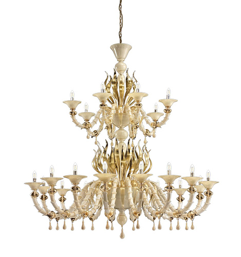 Classic Chandelier in Golden Blown Murano Glass