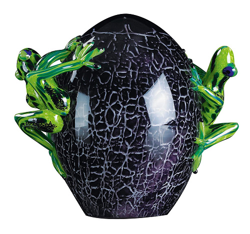Egg in Crack Glass with Frogs