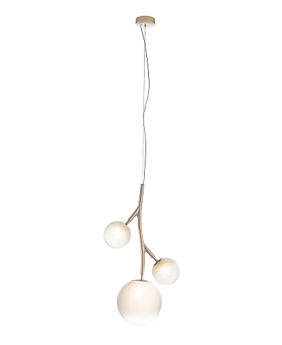 Brass Chandelier with White Glass Spheres