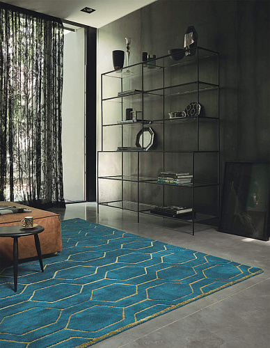 Hand-Tufted Teal Cut-Loop Pile Rug