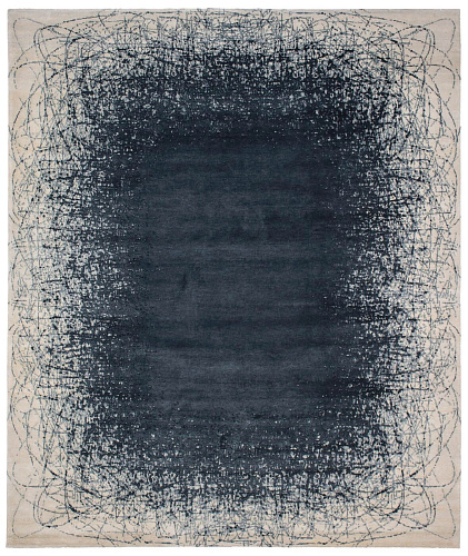 Hand-Knotted Art Blue / White Rug