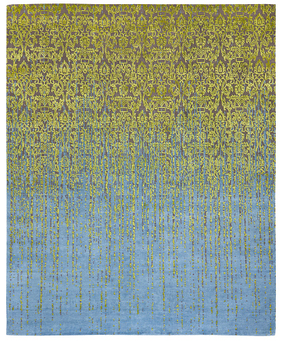 Roma Luxury Green; Blue Hand-knotted Rug