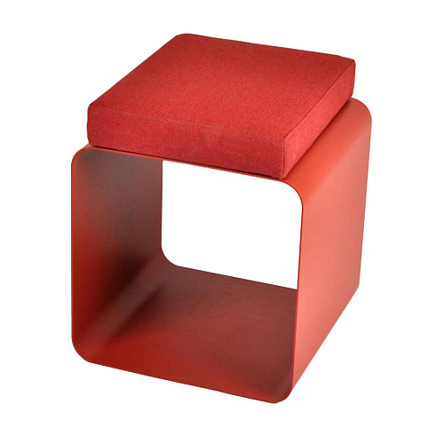 Red Velvet & Metal Stool