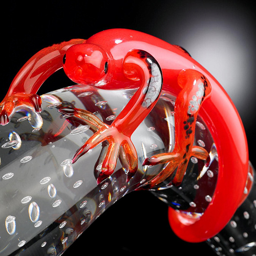 Glass Horn with Gecko Figurine
