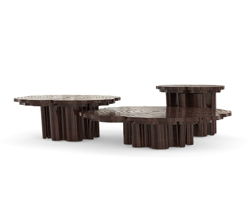 Fortuna Walnut 3-Piece Coffee Table Set