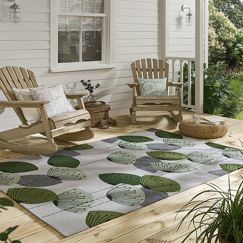 Dand. Clocks Bot. Green Outdoor Rug