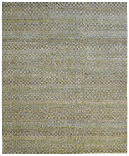 Hand-Knotted Checkered Rug