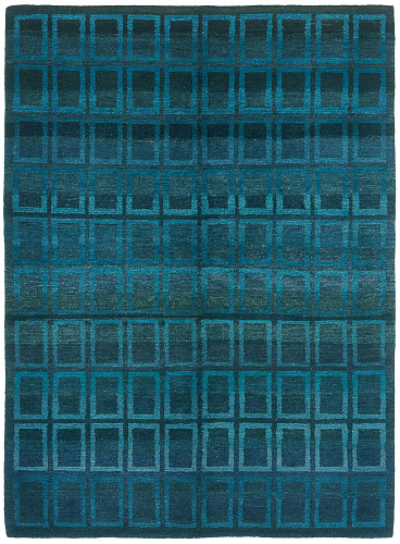 Hand-Knotted Wool Blue Rug