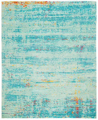 Hand-Knotted Artwork Blue Rug