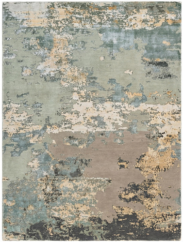 Aqua Weathered Canvas Handcrafted Rug