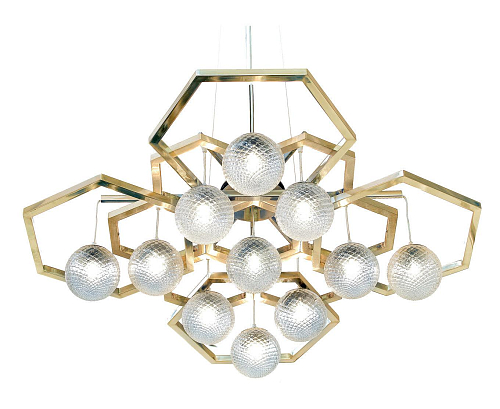 Hexagon Brass Murano Chandelier