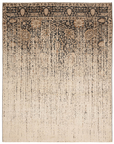 Tabriz Hand-knotted Black & Beige Rug