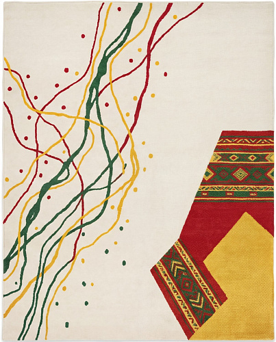 Calligraphic Paths Color Handcrafted Rug