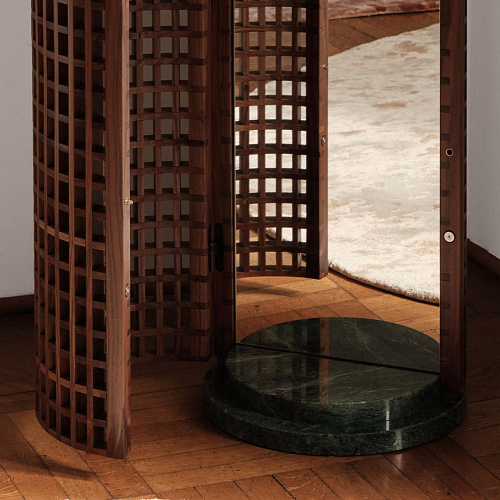 Walnut & Marble Floor Mirror