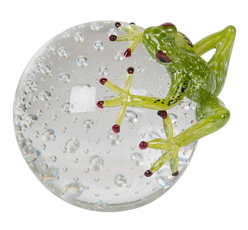 Frog on Sphere Green Figurine