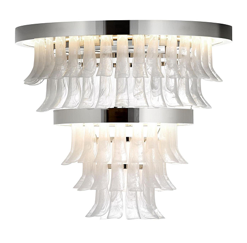 Polished Nickel and Murano Glass Chandelier